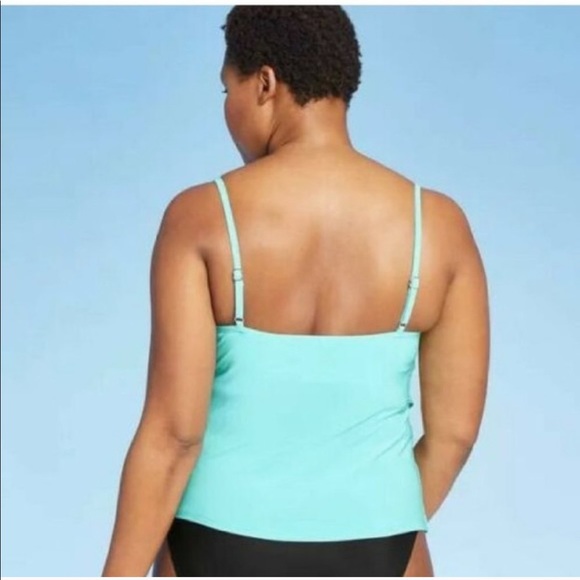 Aqua Green Tiered Tankini Top Plus Size - Picture 2 of 7